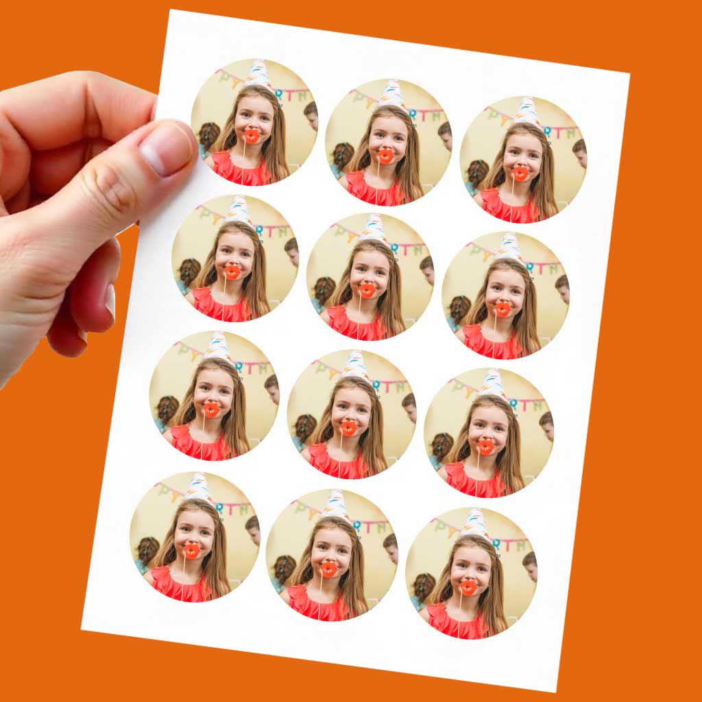Fotosticker rund: selbstklebende runde Fotoaufkleber