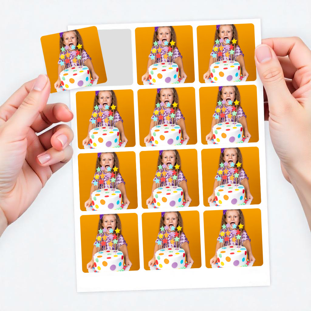 Rechteckige Fotosticker 16er: selbstklebende Mini-Fotoaufkleber
